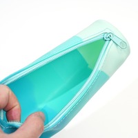 Pochette à crayons en silicone dégradé avec fermeture éclair, étui à stylos, rangement de papeterie, porte-stylos pour étudiants et écoliers