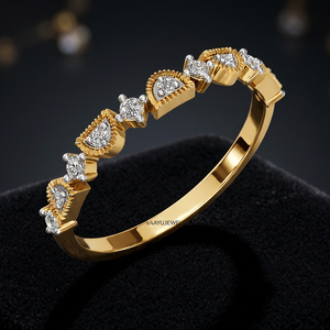 Anillo de Compromiso y Matrimonio Vintage con Diamante Cultivado en Laboratorio de Corte Brillante Milgrain para Mujer, Oro de 10K, 14K, 18K, Plata 925, 935 - Product Image 1