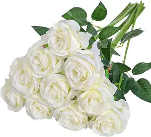 GM Artificial Silk Rose Flower Bouquet Lifelike Fake Rose for Wedding Home Party Decoration Event Gift