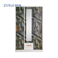 Armoire de chambre à coucher en métal de haute qualité, design à motifs, armoire en acier à trois portes coulissantes, Almirah