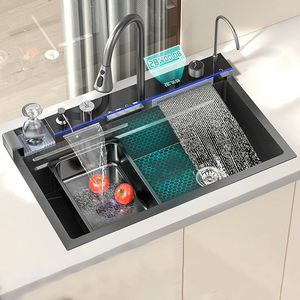 Lavello da <span class=keywords><strong>Cucina</strong></span> Moderno Intelligente Multifunzione a Cascata in Acciaio Inox 304, a Doppia Vasca, Monoforo in Ottone, Fatto a Mano 2025 di Alta Qualità - Product Image 2