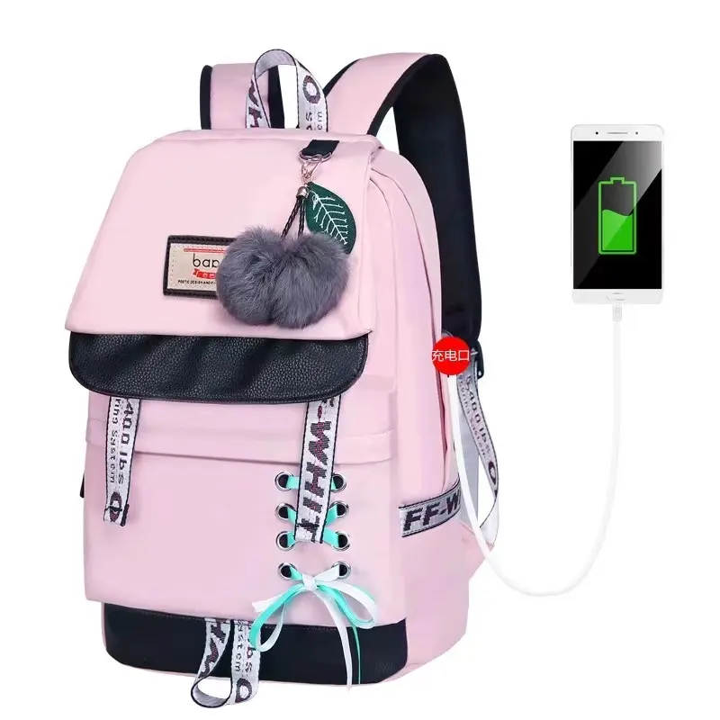 Полиэстеровые водонепроницаемые школьные ранцы с двумя плечами для подростков, вместительный уличный рюкзак для ноутбука с Usb-портом для зарядки