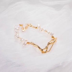 Freshwater <b>Opal</b> Pearl <b>Bracelet</b> 18K <b>Gold</b> Plated Irregular Minimalist Chain <b>Bracelet</b> for Women Fashion Jewelry Party Daily - Product Image 4