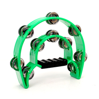 Wholesale OEM Custom Logo Double Row Moon Tambourine, ABS Plastic Hand Held Percussion Bell for KTV Party Kids Music Teaching