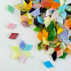 Carreau de mosaïque en verre teinté de triangle de diamant carré pour lampe en verre de mosaïque turque et bougeoir - Product Image 5