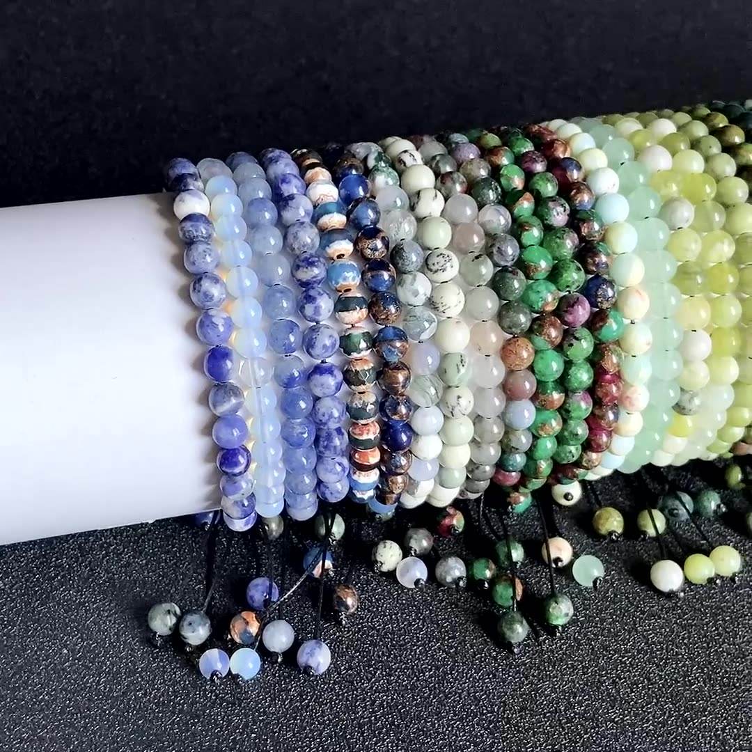 最新ファッション 6mm 調節可能 天然石ビーズブレスレット、卸売