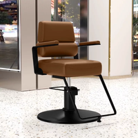 Fauteuils de Barbier Haut de Gamme Marron Tendance pour Salons – Chaises de Coiffure Professionnelles pour la Teinture et la Coupe – Nouveauté pour Salons de Coiffure