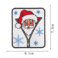 Patch Bordir Twill Bulat Persegi Howdy Santa Holly Natal untuk Dekorasi Pakaian, Tas, dan Jeans