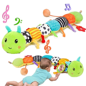 Jouet musical <span class=keywords><strong>multicolore</strong></span> <span class=keywords><strong>Chenille</strong></span> pour bébé Jouet en coton doux Animal en peluche sensoriel avec règle Design Cloches Hochets Type de mouton Unisexe - Product Image 2