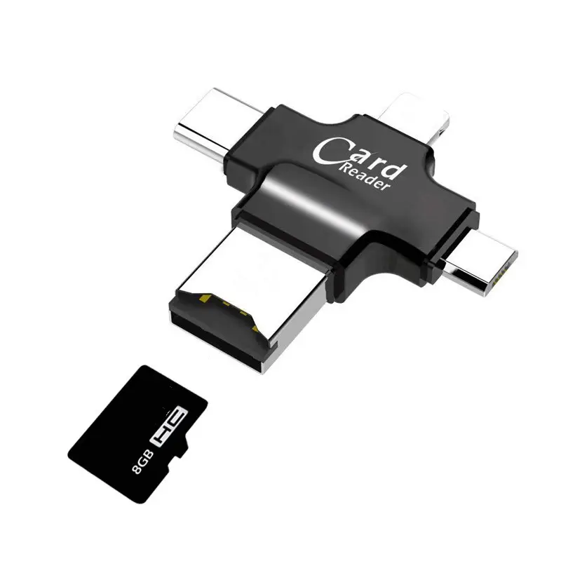 Nhà Máy Giá 4 Trong 1 SD Card Adapter Card Reader Với Micro USB Loại C USB Nối Đối Với iPhone