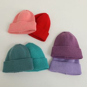 Custom Embroidery Logo Cuffed Beanie Acrylic Children <b>Hats</b> Knit Winter <b>Hat</b> for Kids - Product Image 2