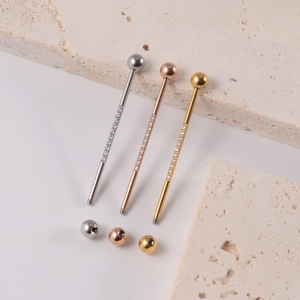YICAI 14G acier inoxydable échafaudage industriel barre droite Cartilage boucle d'oreille pour les femmes pavé CZ industriel Barbell Piercing - Product Image 5