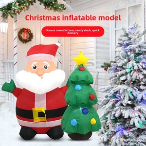 Árbol de Navidad Inflable de Abeto de 240 cm/8 pies y 3 Niveles con Lazo Rojo, Ventilador Incorporado y Luces Internas <span class=keywords><strong>para</strong></span> Decoración del Hogar y Jardín - Product Image 1