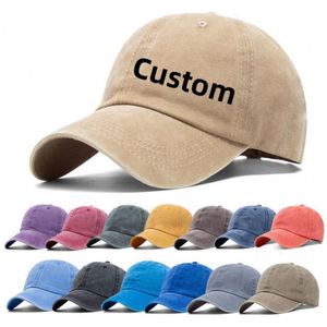 Casquettes de baseball en jean en coton uni, style vintage délavé, avec logo personnalisé, ajustables, pour hommes et femmes - Product Image 2