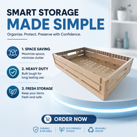 Caisse pliable en plastique imitation bois, panier de rangement pour fruits et légumes, ventilée, empilable, boîte de présentation pour la vente au détail