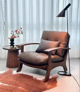 เก้าอี้พักผ่อนทำจากไม้เนื้อแข็งเรียบง่ายสไตล์นอร์ดิกเก้าอี้โซฟาเดี่ยวแบบย้อนยุคหรูหราน้ำหนักเบาสุดสร้างสรรค์สำหรับห้องนั่งเล่น - Product Image 3
