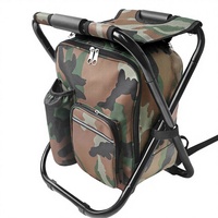 Chaise pliante de camping en PVC, sac à dos isotherme portable pour la chasse, la pêche, le pique-nique, la randonnée, les voyages (camouflage)
