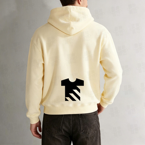 Sweat à capuche court pour homme, personnalisé avec broderie appliquée, en mélange coton-polyester doux, coupe ample à épaules tombantes, couleur unie, pour le sport - Product Image 3