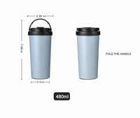 Mug isotherme magique anti-chute de 500 ml, nouveau design, avec revêtement céramique, pour café, avec couvercle rabattable et poignée pour l'eau