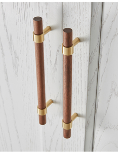 Poignées de <span class=keywords><strong>meubles</strong></span> monotrou en laiton noyer pour armoires armoires commodes applicables pour cuisine chambre à coucher - Product Image 3