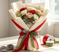Ruban imprimé Joyeux Anniversaire en polyester floral de luxe avec estampage doré, satin recyclé écologique, emballage cadeau élégant, vente en gros