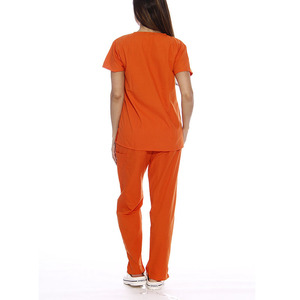 Haute qualité Orange Stretch Blouse et pantalon Scrubs uniformes vêtements médicaux uniforme d'hôpital pour les femmes - Product Image 2
