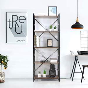 5-Tier Libreria In Legno Alto e Moderno Mensola di Esposizione Rack Spalancate In Piedi con Montature In Metallo - Product Image 1