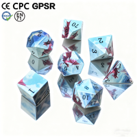 Ensemble de dés DND en plastique imprimé motif dragon, 7 pièces, dés polyédriques pour jeux de rôle sur table DND, vente en gros
