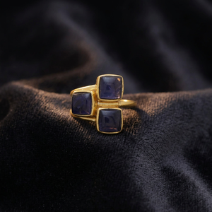 Best Selling Fashion Stainless Steel <b>18K</b> <b>Gold</b> Plated Jewelry Lolite Stone <b>Ring</b> Natural Gemstone <b>Ring</b> for <b>Men</b> Jewelry Gift - Product Image 3