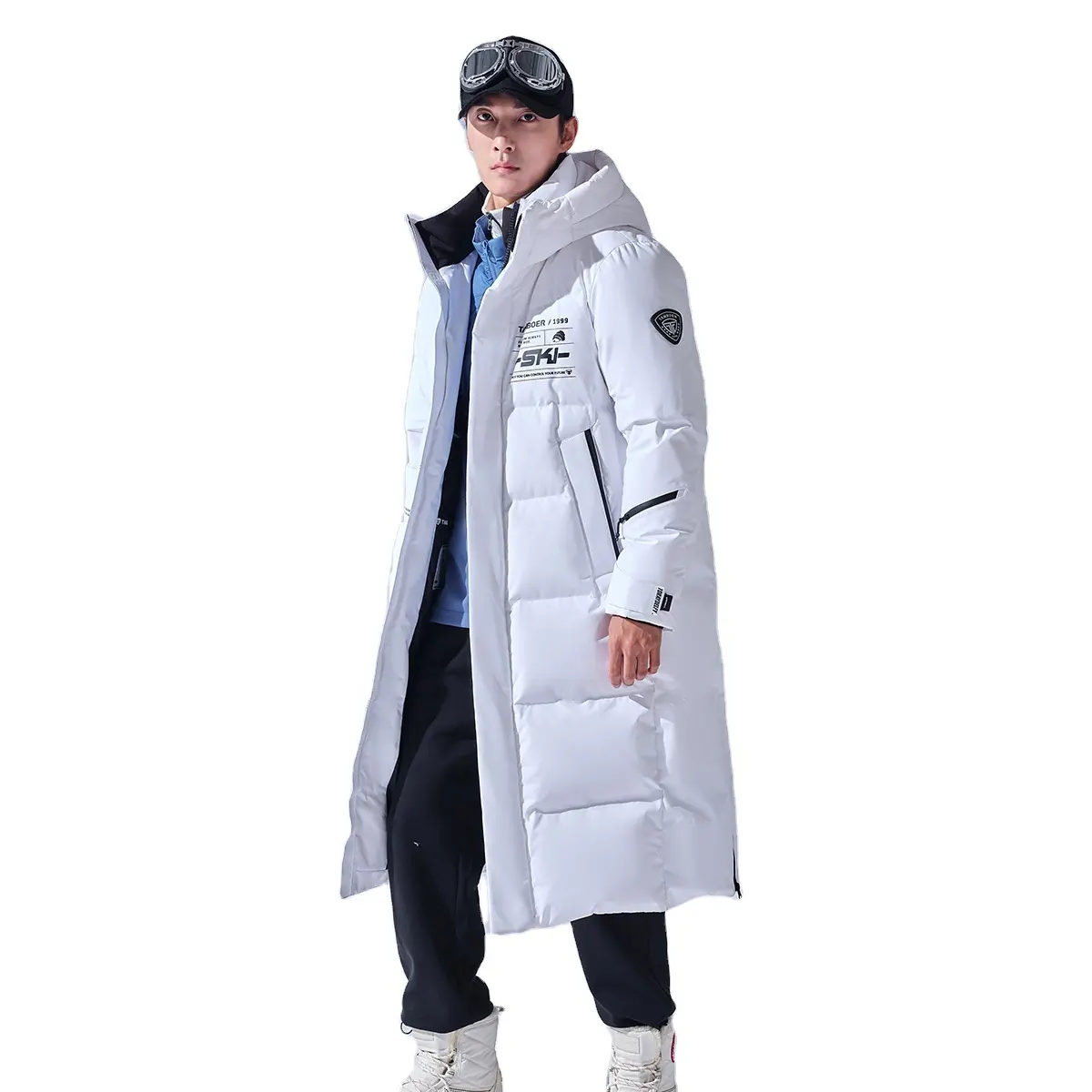 사용자 정의 야외 스포츠 긴 후드 겨울 따뜻함 거위 다운 재킷 방풍 방수 통기성 스키복