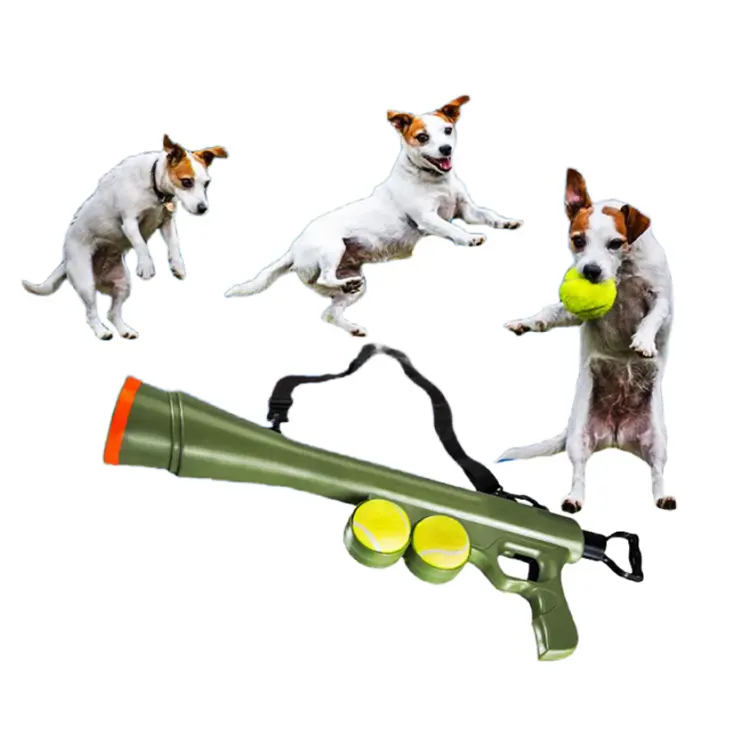 Dog Ball Launcher mit 2 Tennisball New Outdoor Interactive Dog Ball Firing Gun Spielzeug