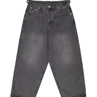 Jean noir ZY 100 % coton, coupe droite, style hip-hop, délavage moyen, respirant, poids moyen, hiver