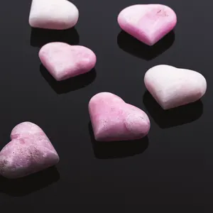 หินธรรมชาติ Aragonite สีชมพูขายส่งคริสตัลงานฝีมือหัวใจหินบำบัด