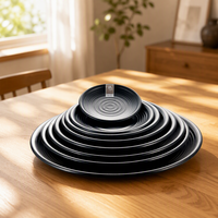 Assiettes noires incassables en mélamine pour Restaurant Buffet japonais