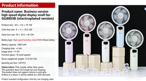 Nuevo Ventilador Portátil de Mano con Diseño de Dibujos Animados, Electrochapado, de Alta Velocidad, con Pantalla Digital, 10 Velocidades, 1800mAh - Product Image 2