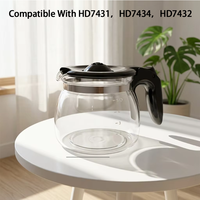 Carafe à café en verre borosilicate résistant à la chaleur, 750 ml, 5 tasses, compatible avec Philips HD7431 HD7434, pièce de rechange