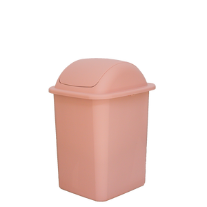 Recycling Waste <b>Bin</b> 18 Lt PP Rectangular with <b>Lids</b> Rolling Cover Flip <b>Lid</b> Pink Saturated for Kitchen Bathroom Use - Product Image 1