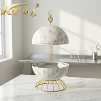 Chauffe-Plats Buffet Kuntai de Luxe à Finition Marbre, Forme Globe, 8L, Alimenté au Carburant, Contrôle Manuel de la Température, Chauffage 24h, Noir, 85-100°C