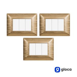 Placa de Interruptor de Pared Gloca de 3 Botones, Panel Táctil de Plástico Dorado Satinado, Estilo Lujoso, Juego de 3 Piezas - Product Image 3