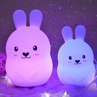 Enfants mignon Portable chambre Silicone blanc lapin enfants chambre décor robinet capteur dessin animé LED éclairer lapin lapin veilleuse