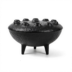 Matte Black Aluminium Tripod Flower Holder-Modern Industrial Wedding Floral Arranger Pot Textured Surface Multi-Hole Design - Product Image 1