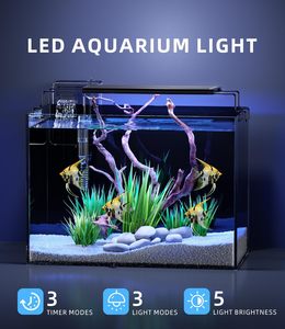Kit d'aquarium moderne d'intérieur de 5 gallons avec filtre, lumière LED, minuterie, aspirateur à <span class=keywords><strong>siphon</strong></span>, couvercle, nettoyage automatique, aquarium sans bordure en verre <span class=keywords><strong>pour</strong></span> betta - Product Image 2