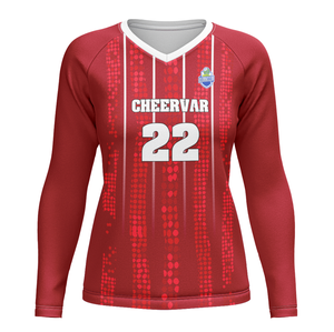 Setelan Jersey latihan kompetisi wanita, leher V lengan panjang untuk pakaian voli - Product Image 1