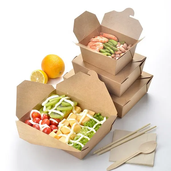 Contenedores de alimentos, Kraft Sushi para cajas de papel, contenedor de alimentos con tapa y Clip, caja de correo para Pizza/galleta/Chocolate para Picnic