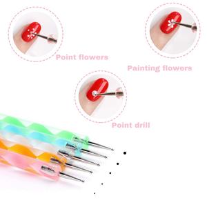 Juego de 5 Herramientas de Modelado de Arcilla con Patrones en Relieve, Estiletes de Bola para Esculpir y Decorar Uñas - Product Image 5