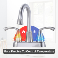 Robinet de salle de bain à bec pivotant à arc élevé Robinet d'évier à 2 poignées avec vidange pop-up et lignes d'alimentation Robinet d'eau de bassin en nickel