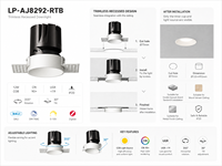 Spot encastré LED 12W COB sans cadre pour plafond, découpe 75mm, UGR19, anti-éblouissement, orientable LP-AJ8292-RTB-22-1