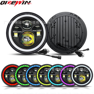 Qidewin 7-Inch Full Round <b>Led</b> <b>Headlights</b> With Seven Color Halo For Jeep Wrangler Off Road Vehicles - Product Image 1
