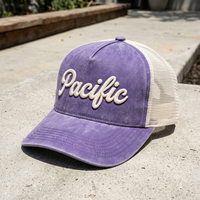 Gorras Trucker de 5 Paneles con Visera Curva de Alta Calidad, Parche Lateral en Forma de A, Visera Bicolor, Estilo HipHop Americano, Ajustables con Letras