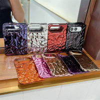 Coque antichoc intégrale en PC rigide électroplaquée effet vague d'eau et couleur bonbon pour iPhone DUO 18 Fold avec protection de l'axe central